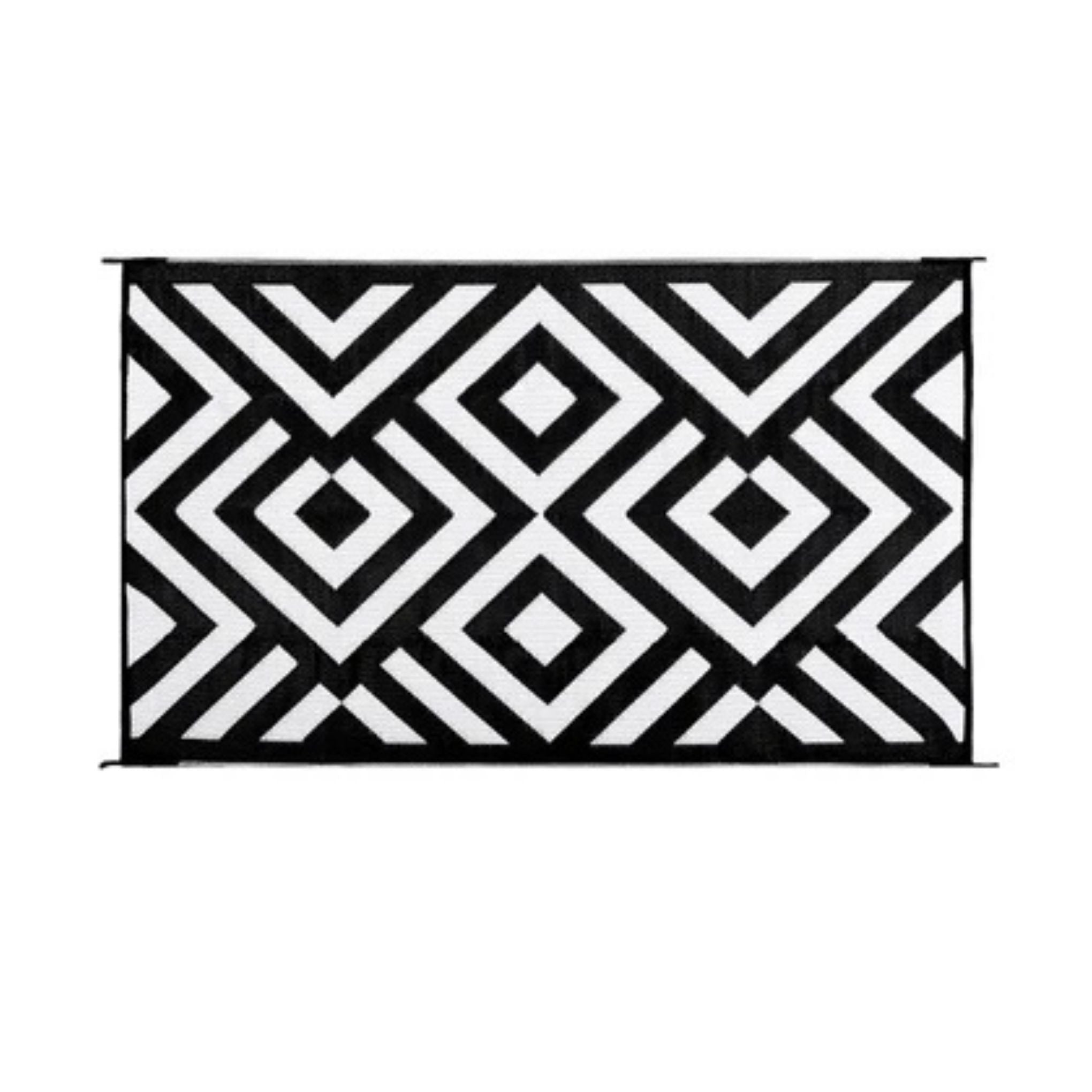 1.5m x 2.4m - PPE Outdoor Mat - Diagonal Black/White