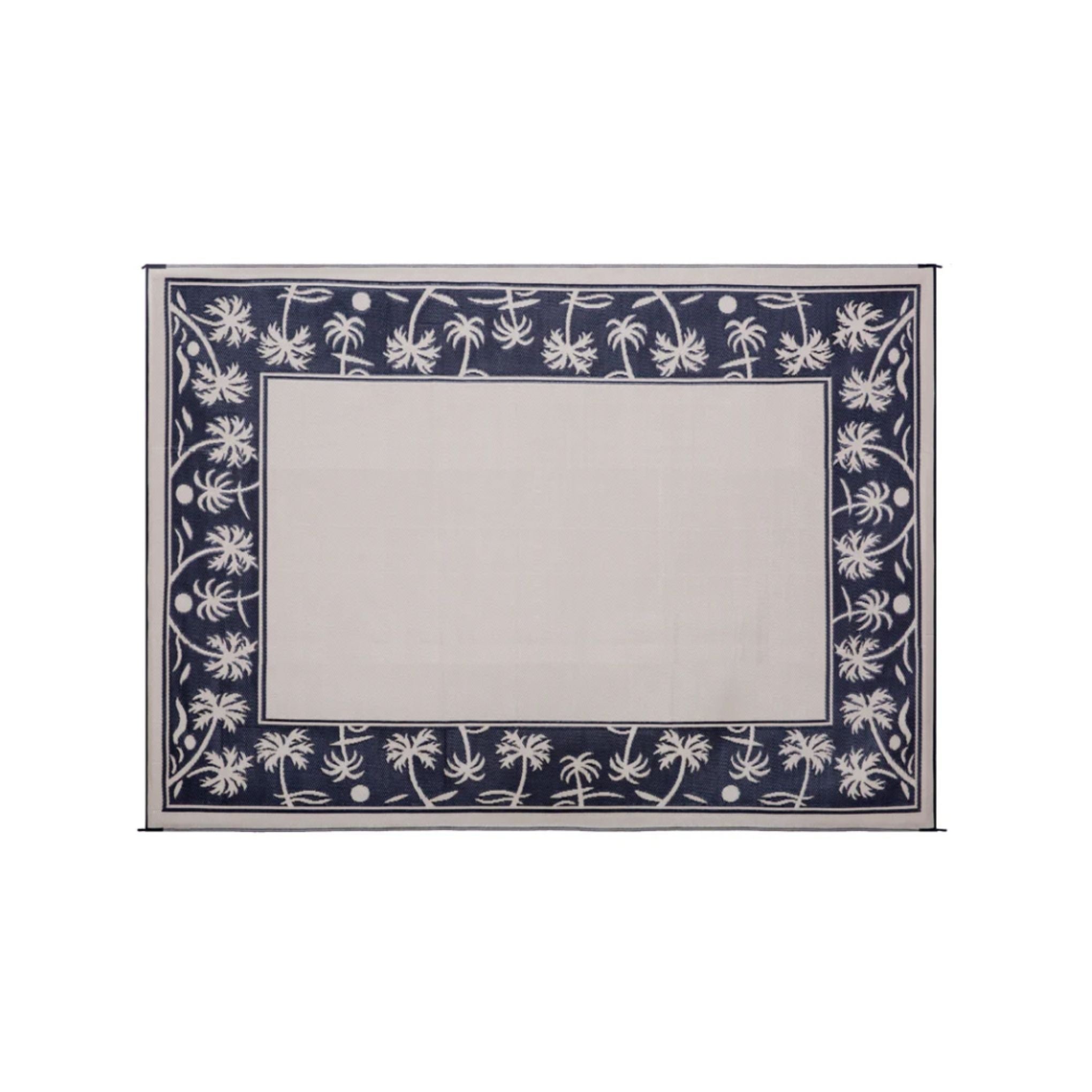 2.7m x 3.6m - PPE Outdoor Mat - Palm Tree - Black/Beige