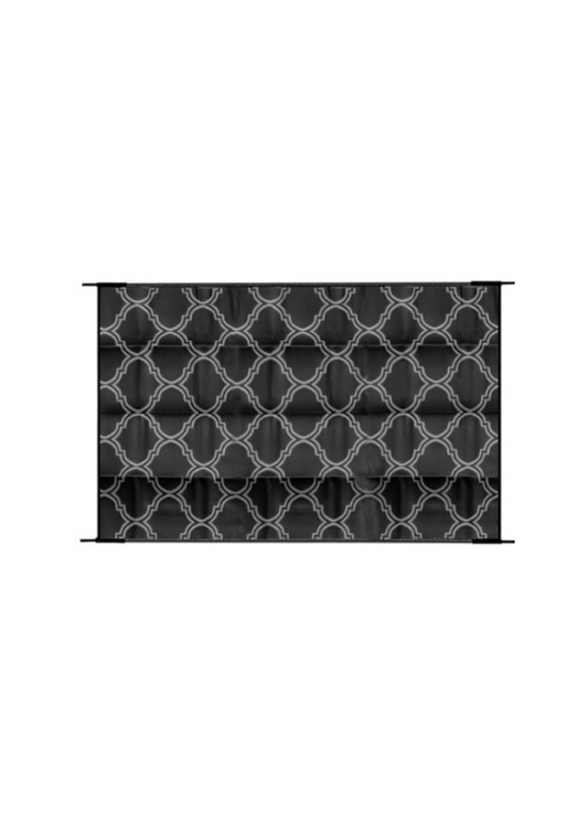 2.7m x 3.6m - PPE Outdoor Mat - Moroccan Black/Grey